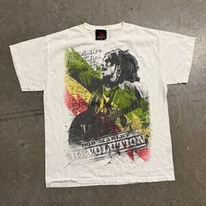 Zion Rootswear Bob Marley The Revolution  T-Shirt Mens Medium White Reggae